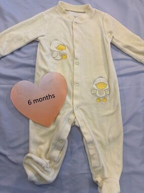 Love'n Cuddles - long sleeve footed velour sleeper. Size 6 months